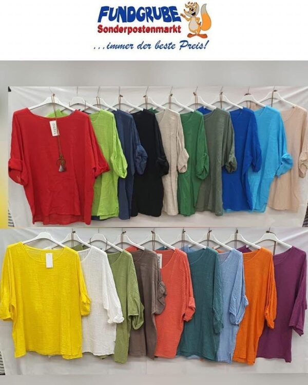 Damen Oversize Leinenhemd, 3/4 Arm