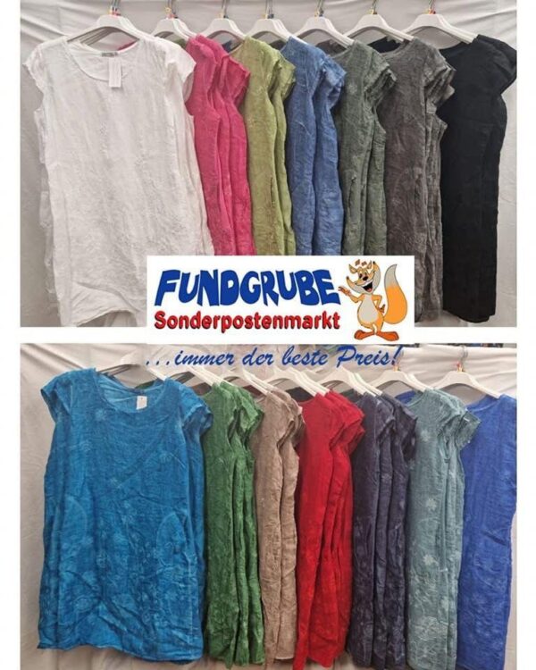 Damen Sommerkleid Crinkle Kurzarm