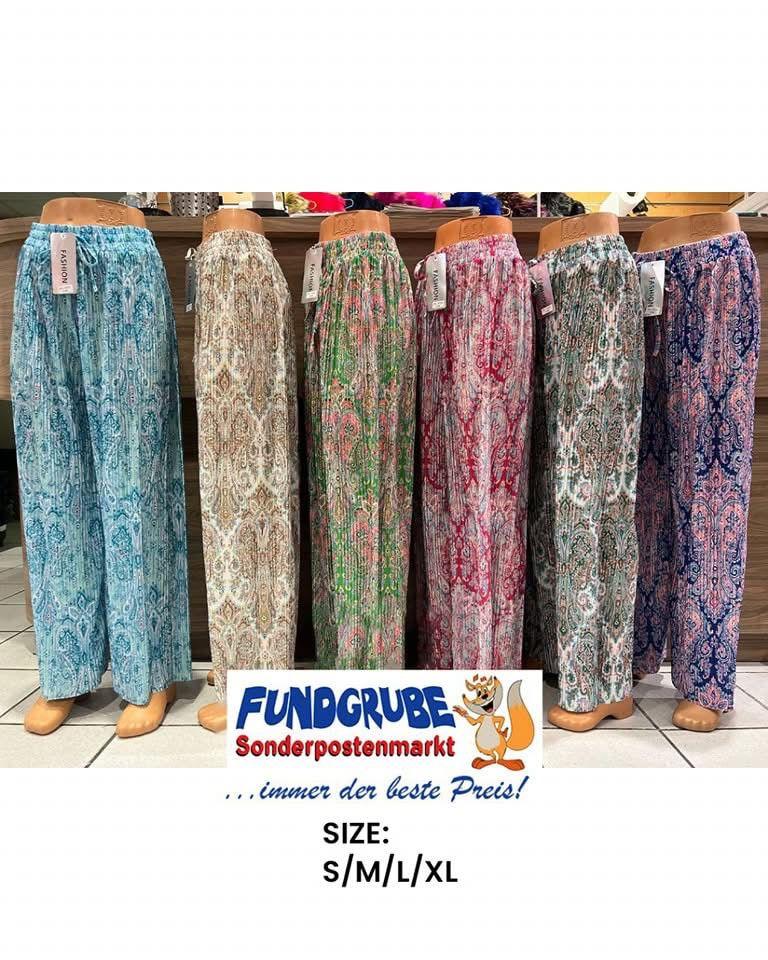 Damen Palazzohose mit Paisley-Muster in Plissee-Optik
