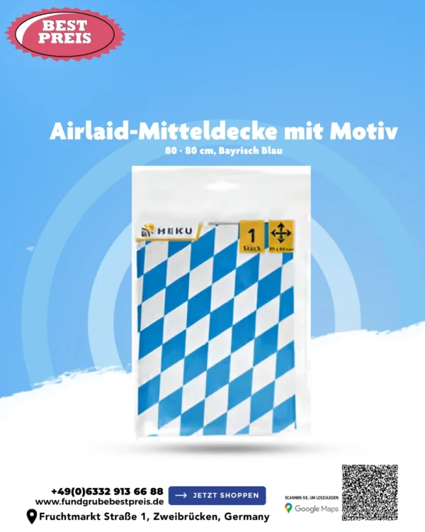 Oktoberfest Bayrisch Blau & Weiße Airlaid-Mitteldecke (80 x 80 cm)