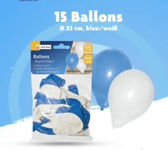 15 Luftballons „Bayrisch Blau“ – Perfekt für Oktoberfest & Party (Ø 22 cm)