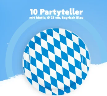 Oktoberfest Pappteller mit bayerischem Rautenmuster (10er-Pack, 23 cm)