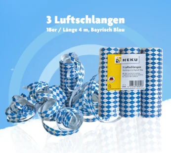 Oktoberfest Bayrisch Blaue Luftschlangen (3er-Pack, je 4 m)