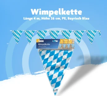 Oktoberfest Wimpelkette mit bayerischem Rautenmuster (4 m)