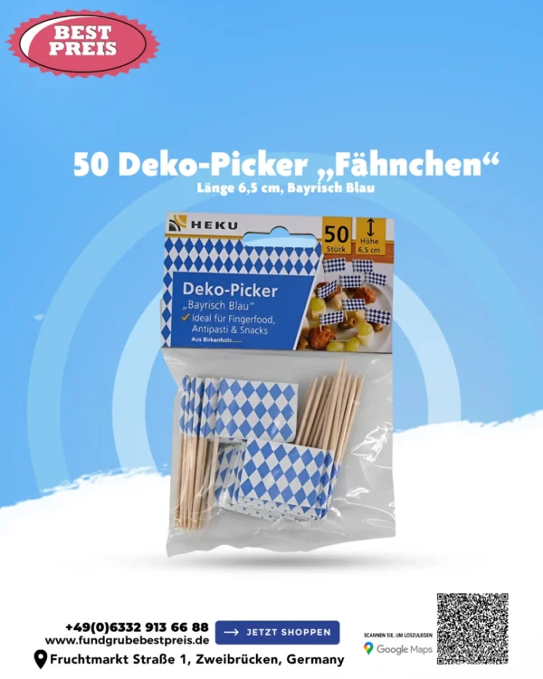 Oktoberfest Deko-Picker "Bayerische Fähnchen" (50er-Pack)