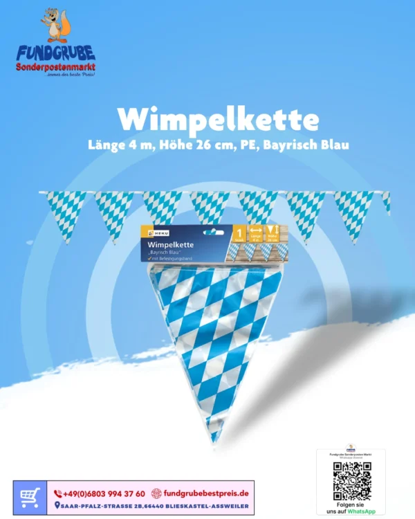 Wimpelkette "Bayrisch Blau" – 4 Meter lange Party-Girlande